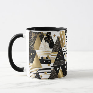 abstract gold and black triangles coffee mug