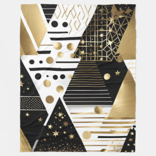 abstract gold and black triangles fleece blanket