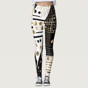 abstract gold and black triangles leggings
