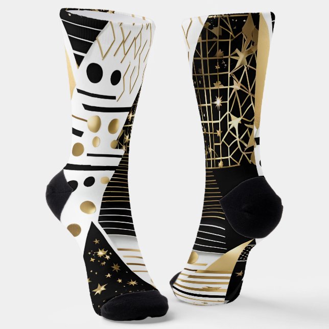 abstract gold and black triangles socks (Angled)