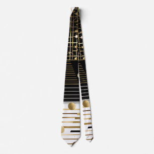 abstract gold and black triangles tie