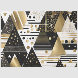 abstract gold and black triangles tissue paper