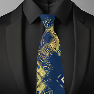 Abstract Gold and Blue Necktie