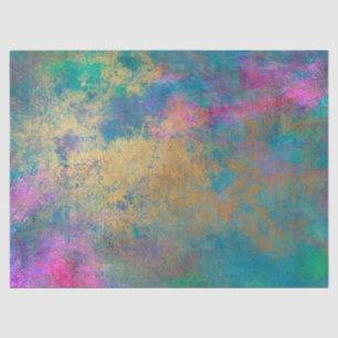 Abstract Gold and Pink on Blue Decoupage Tissue Paper