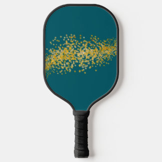 Abstract Gold and Teal Pickleball Paddle