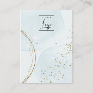Abstract Gold Aqua Blue Stud Earring Logo Display Business Card