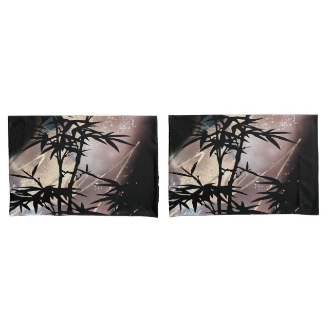 Abstract Gold & Black With Bamboo Pillowcase (Front-Set)