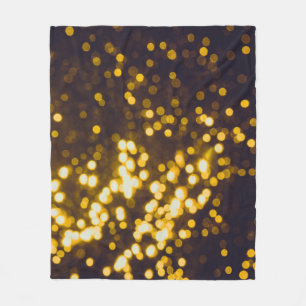 Abstract Gold Bokeh Black Background Fleece Blanket