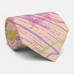 Abstract Gold Butterfly Pink Violet Tie