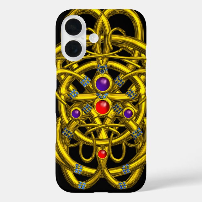 ABSTRACT GOLD CELTIC KNOTS WITH GEMSTONES Case-Mate iPhone CASE (Back)