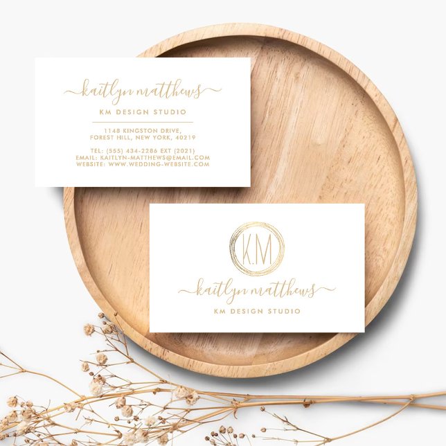 Abstract Gold Circles Monongram Business Card (Creator Uploaded)