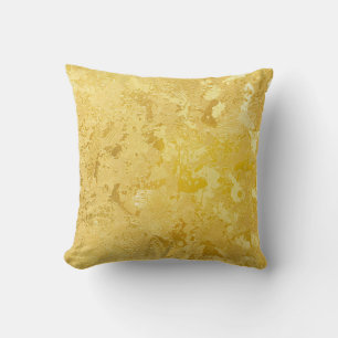 Abstract gold colour painted on grunge rough surfa throw pillow