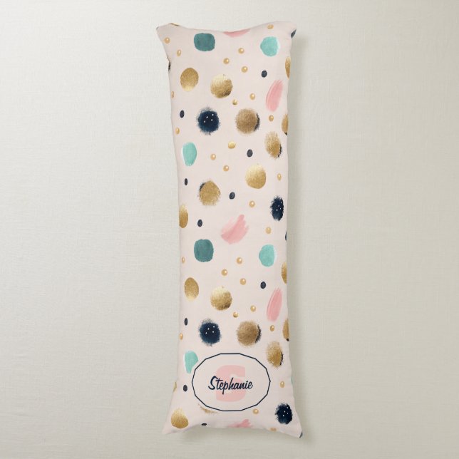 Abstract Gold & Colourful Brushstroke Circle Body Pillow (Front Vertical)