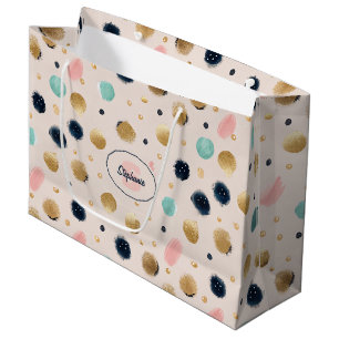 Abstract Gold & Colourful Brushstroke Circle Large Gift Bag