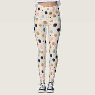 Abstract Gold & Colourful Brushstroke Circle Leggings