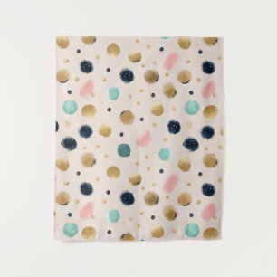 Abstract Gold & Colourful Brushstroke Circle Tapestry