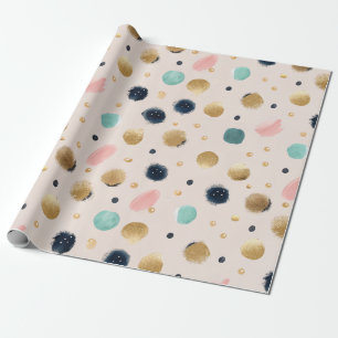 Abstract Gold & Colourful Brushstroke Circle Wrapping Paper