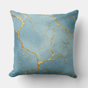 Abstract Gold Crack Texture with Wet Metallic Throw Pillow