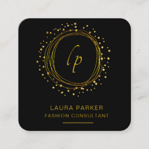 Abstract Gold Faux Modern Minimal Confetti Square Business Card