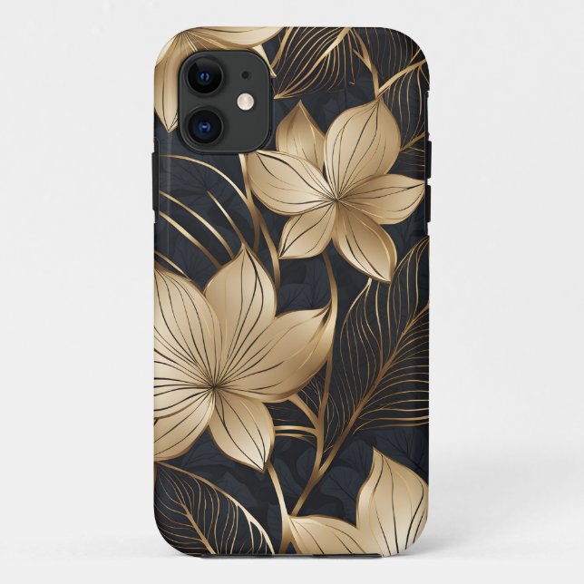 Abstract Gold Flowers and Foliage Case-Mate iPhone Case (Back)