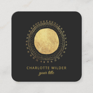 Abstract Gold Foil Circle Square Black Square Busi Business Card
