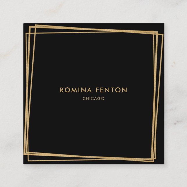 Abstract Gold Foil Frames Modern Professional Square Business Card (Front)