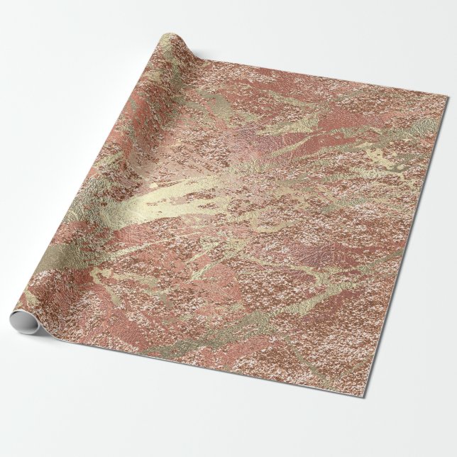Abstract Gold Foil Metallic Rose Copper Blush Wrapping Paper (Unrolled)