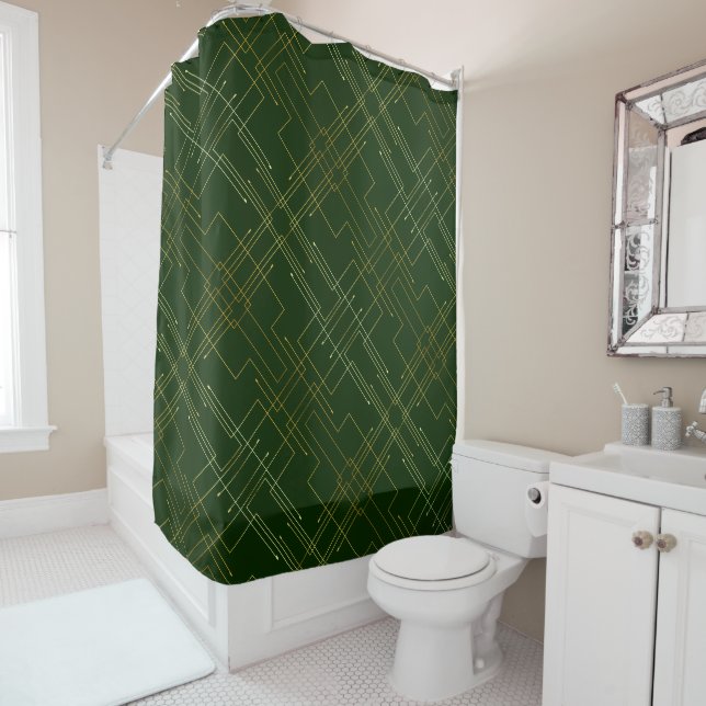 Abstract Gold Foil Shower Curtain (In Situ)