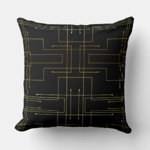 Abstract Gold Foil Throw Pillow