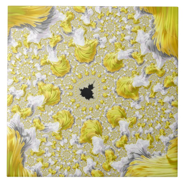 Abstract Gold Fractal Tile (Front)