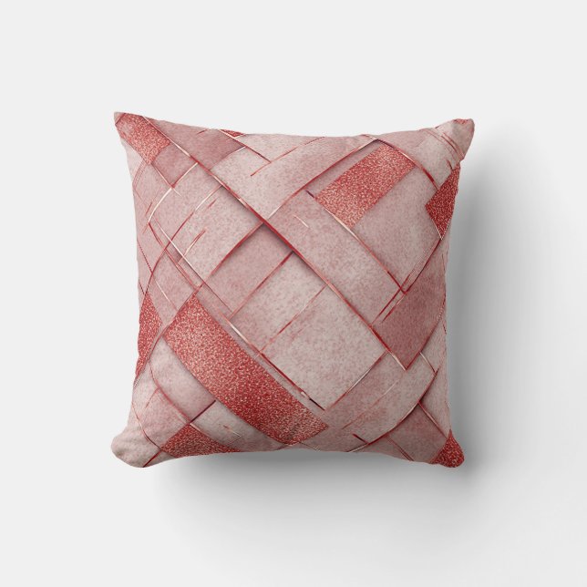 Abstract Gold Geometric Pattern with Metallic Throw Pillow (Front)