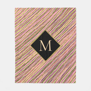 Abstract Gold Glitter Sparkle Monogram Fleece Blanket
