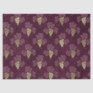 Abstract Gold Grapes and Leaves on Wine Decoupage Tissue Paper
