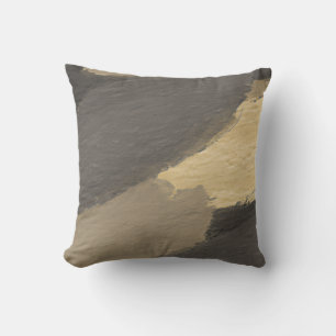 Abstract Gold Grey Paint Modern Throw Pillow
