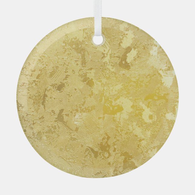 Abstract Gold Grunge Texture Background Glass Ornament (Front)