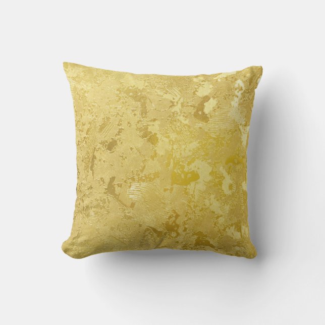 Abstract Gold Grunge Texture Background Throw Pillow (Front)