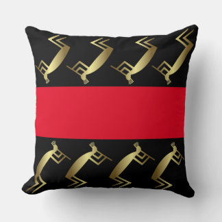 Abstract Gold Kokopelli Throw Pillow
