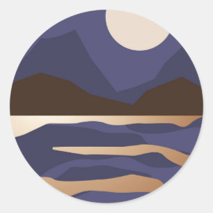 Abstract gold landscape classic round sticker