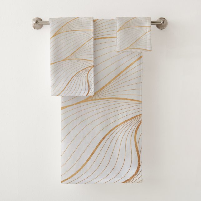 Abstract Gold Leaves Artwork | Towel Set (Insitu)