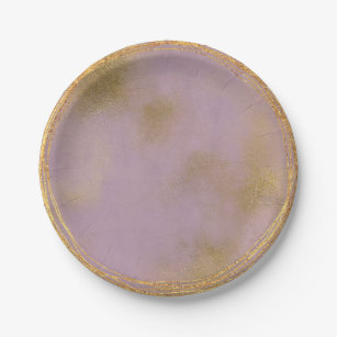Abstract Gold Lilac Purple Glass Party Vip Paper Plate