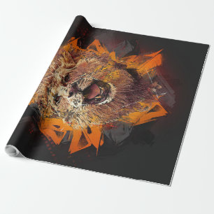 Abstract Gold Lion Wrapping Paper
