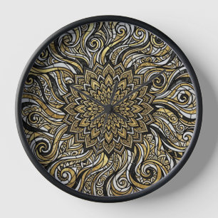 Abstract Gold Mandala Circle Art Clocks
