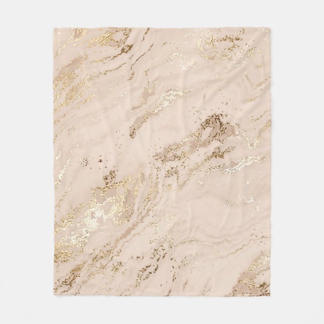 Abstract gold marble with glitter waves fleece blanket (Front)