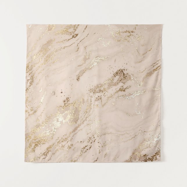 Abstract gold marble with glitter waves tapestry (Front)