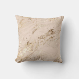 Abstract gold marble with glitter waves throw pillow