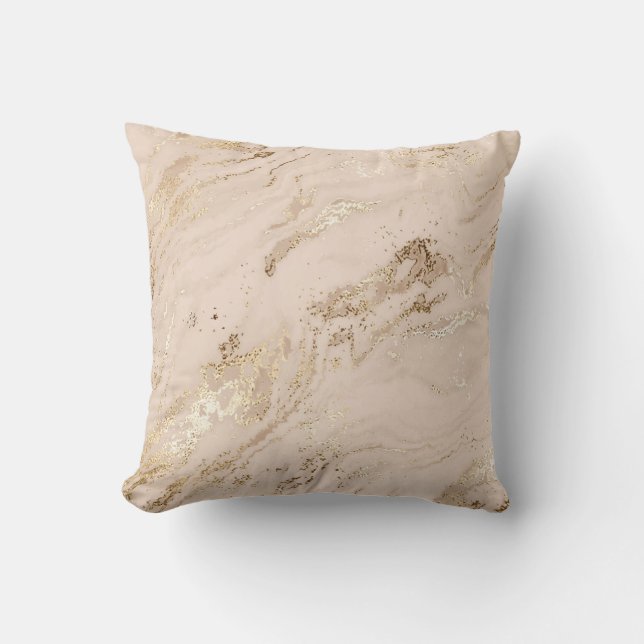 Abstract gold marble with glitter waves throw pillow (Front)