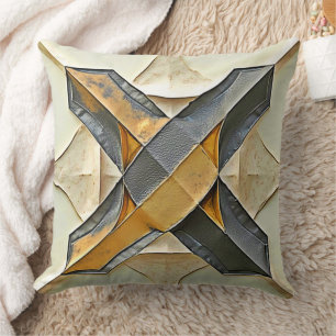 Abstract Gold Metal Design Throw Pillow