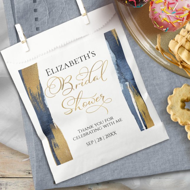 Abstract Gold Navy Blue Bridal Shower Thank You  Favour Bag (Creator Uploaded)