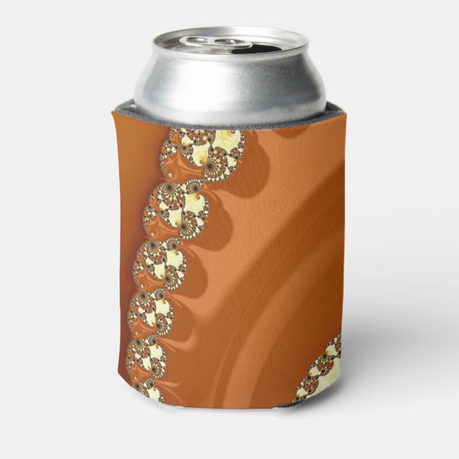 Abstract Gold Orange Gradient Spiral Fractal Can Cooler (Can Back)