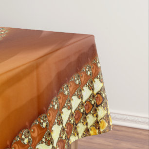 Abstract Gold Orange Gradient Spiral Fractal Tablecloth